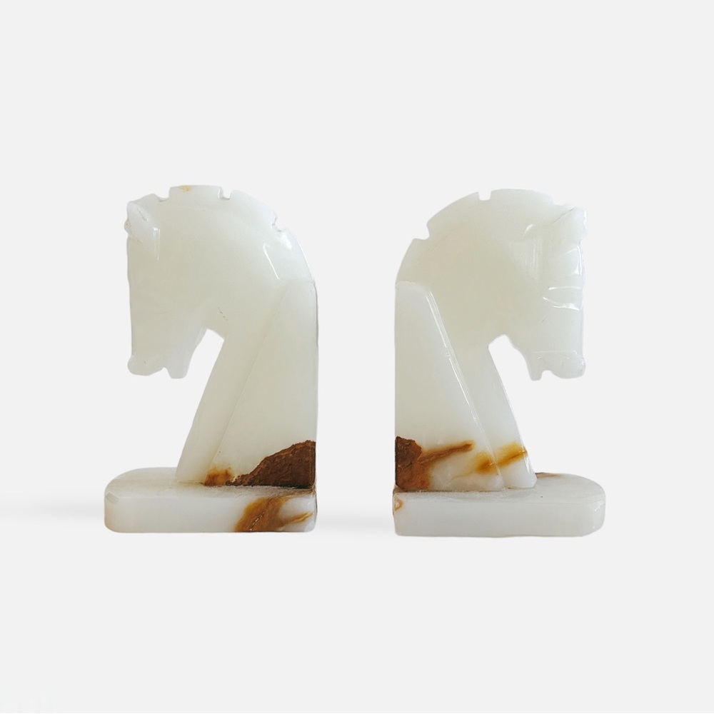 Marble Horse Bookends